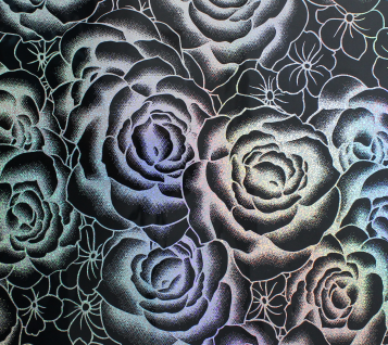 Vinyl HTV Pattern Rose Black Halographic