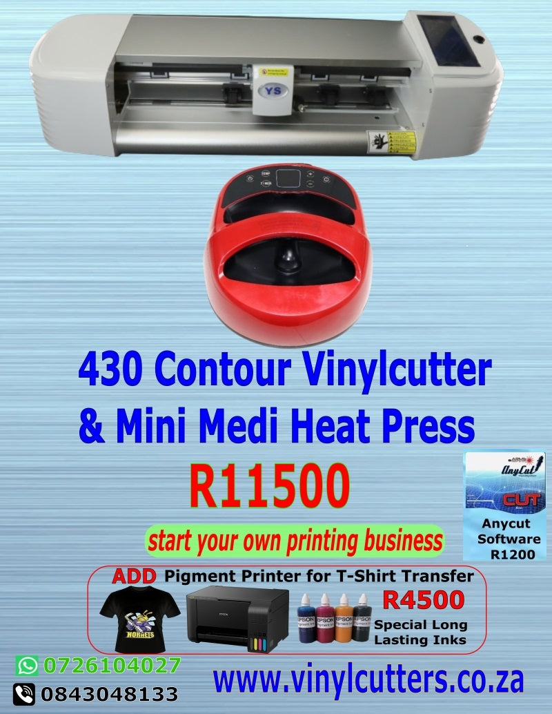 Combo Contour & Craft 490mm Vinyl Cutter + Heat Press Medi 25x29cm