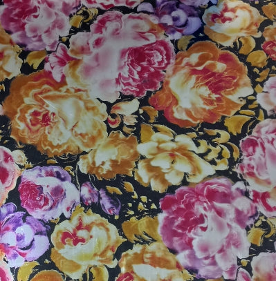 Vinyl HTV Pattern Flowers Gold Black