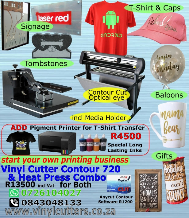 Combo Contour 720mm Vinyl Cutter + Heat Press 38x38cm