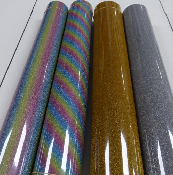 Vinyl HTV Flex PlotterFilms Glass Glitter Reflective Rainbow