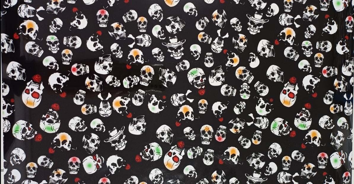 Vinyl HTV Pattern Black Skulls