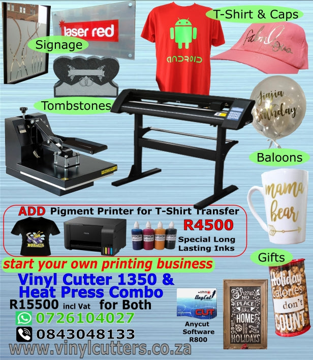Combo 1350mm Vinyl Cutter + Heat Press 38x38cm