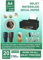 Waterslide / Decoupage Inkjet Decal White A4 (20pcs)