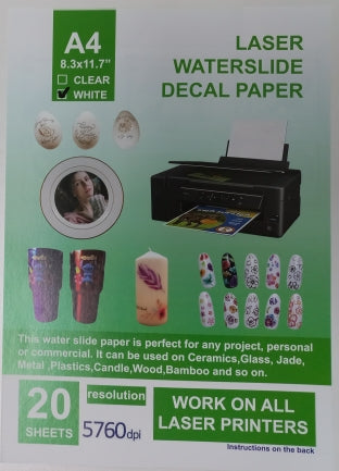Waterslide / Decoupage Laser Decal White A4 (5pcs)
