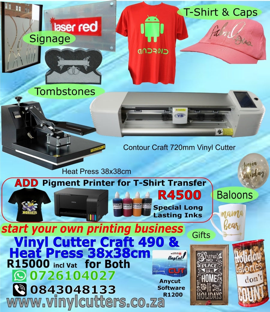 Combo Contour & Craft 720mm Vinyl Cutter & Heat Press 38x38cm