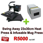 Combo Heat Press 23x30cm Swing Away and Infusable Mug Press