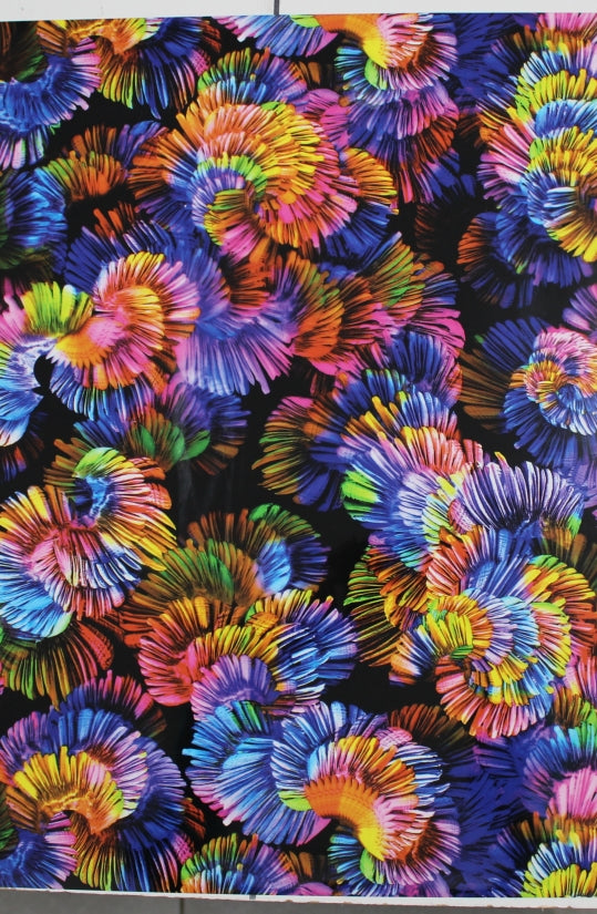 Vinyl HTV Pattern Flowers Neon Black