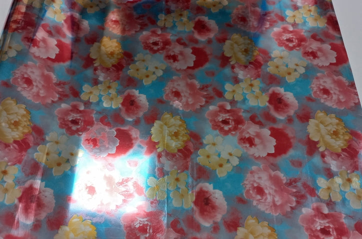 Vinyl HTV Pattern Flowers Red Blue Yellow