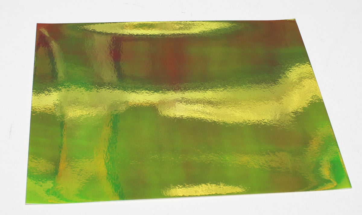 Vinyl Sticker Permanent Holographic Green to Yellow CH08 25x30cm 2pcs