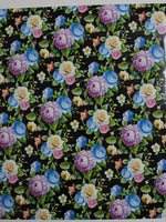 Vinyl HTV Pattern Flowers Black Garden