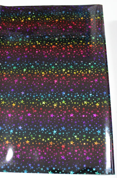 Vinyl HTV Pattern Holo Rainbow Black stars