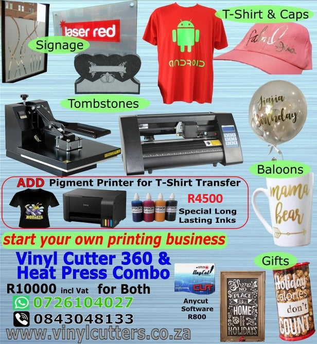 Combo 360mm Vinyl Cutter + Heat Press 38x38cm