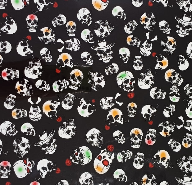 Vinyl HTV Pattern Black Skulls