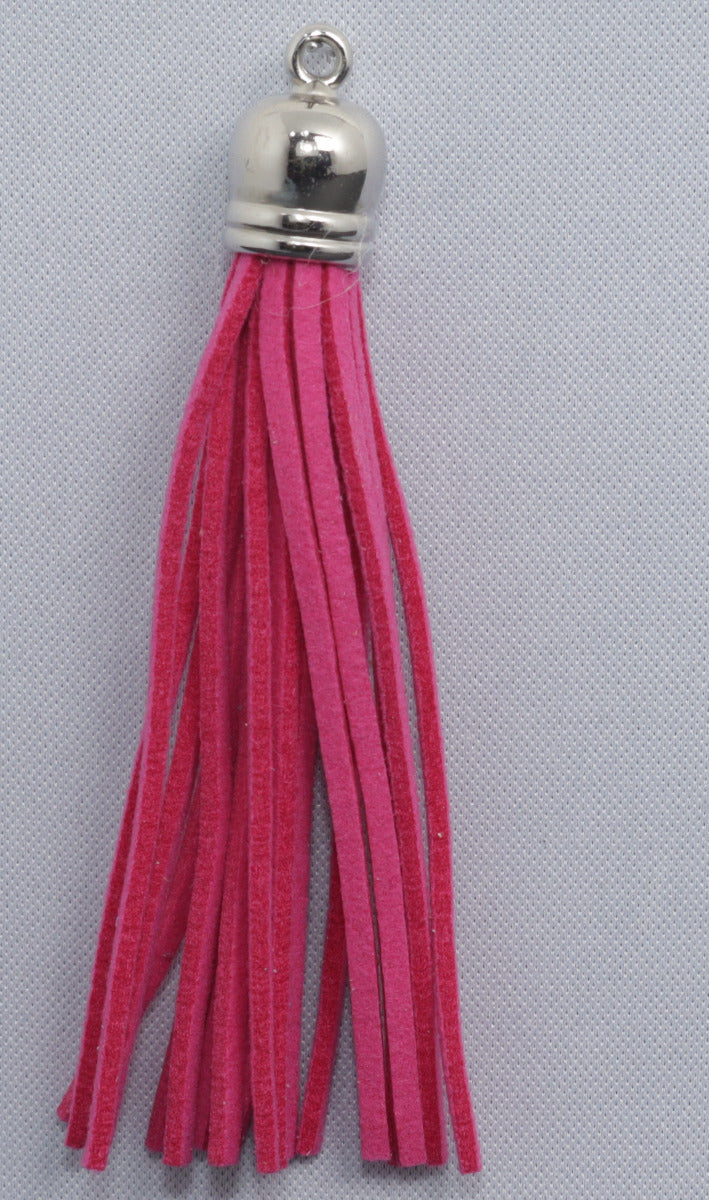 Tassels Silver 80mm Cerise Pink No 7
