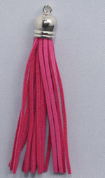 Tassels Silver 80mm Cerise Pink No 7