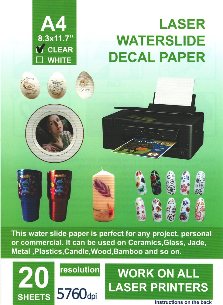 Waterslide / Decoupage Laser Decal Clear A4 (20pcs)