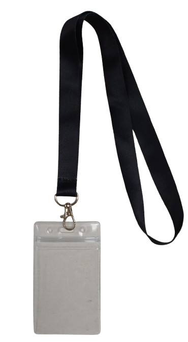 Lanyard - Black with ID Card Pouch 86x54mm (Long)