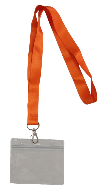 Lanyard - Orange with ID Card Pouch 86x54mm (wide)