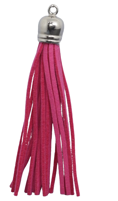 Tassels Silver 80mm Cerise Pink No 7
