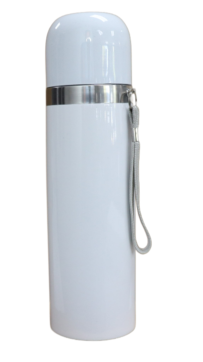 Flask Thermos stainless 500ml white with Strap