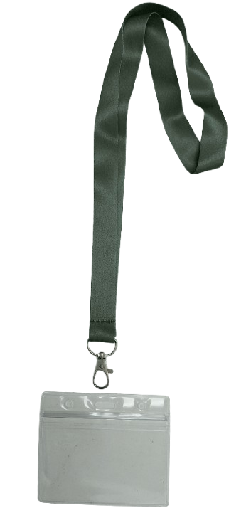 Lanyard - Moss Grey with ID Card Pouch 86x54mm (Wide)