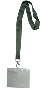 Lanyard - Moss Grey with ID Card Pouch 86x54mm (Wide)