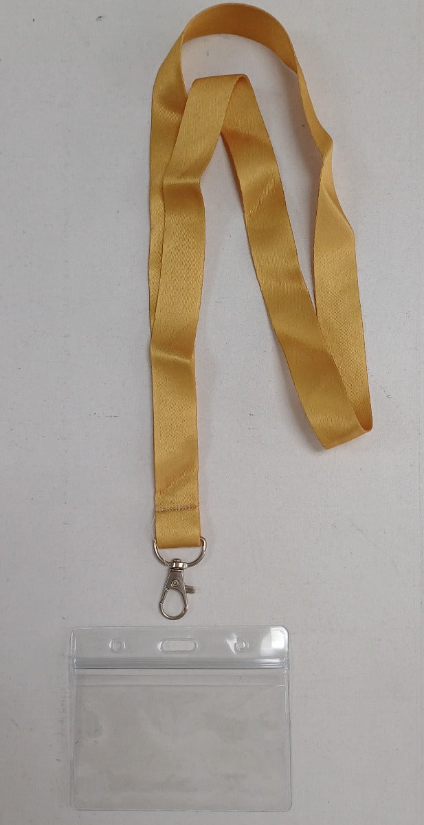 Lanyard - Gold with ID Card Pouch 86x54mm (wide)