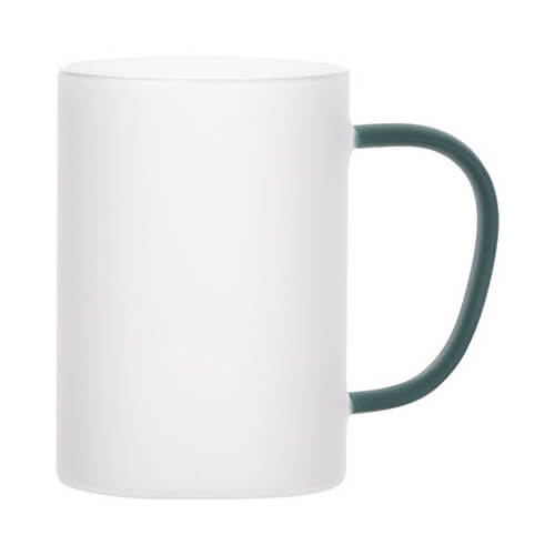 Mugs - Frosted Glass with Green Handle 11OZ