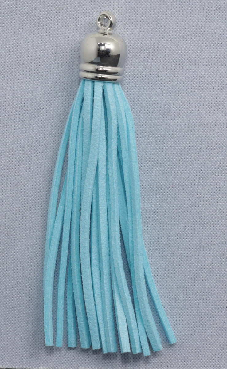Tassels Silver 80mm Aqua Blue No 12