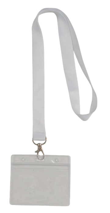 Lanyard - Sublimation White with ID Card Pouch 86x54mm (wide)