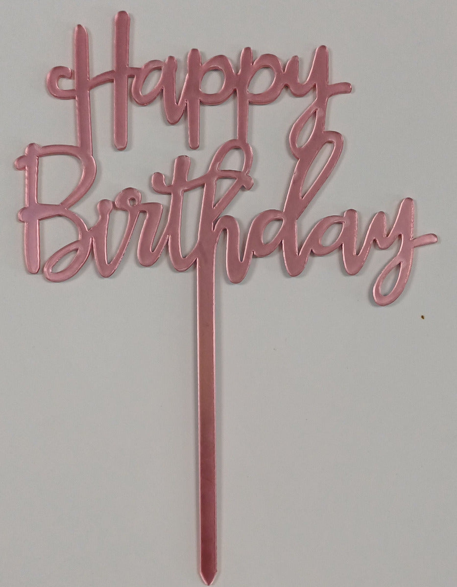Cake Toppers Acrylic Happy Birthday Pink Large