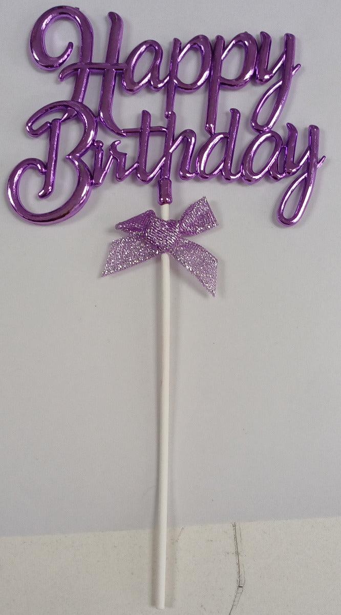 Cake Toppers Happy Birthday Writing Purple
