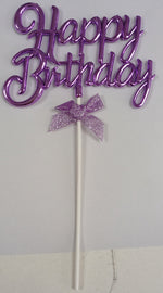 Cake Toppers Happy Birthday Writing Purple