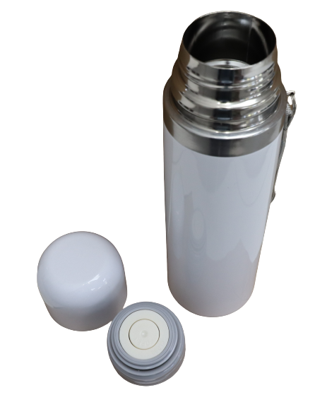 Flask Thermos stainless 500ml white with Strap
