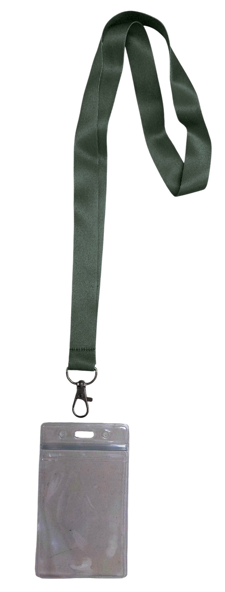 Lanyard - Moss Grey with ID Card Pouch 86x54mm (Long)