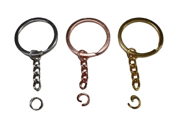 Keyring 30mm Flat with Chain Rose Gold