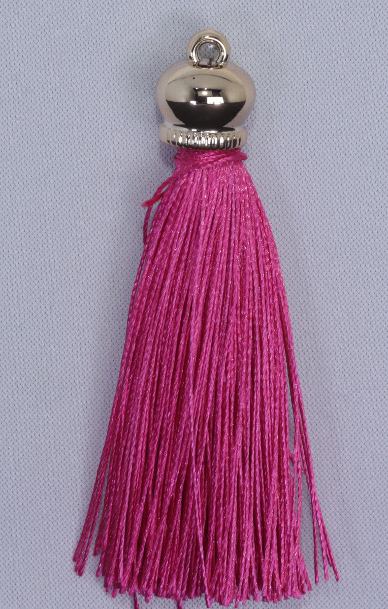 Tassels 90mm Light Gold Cerise Pink No9