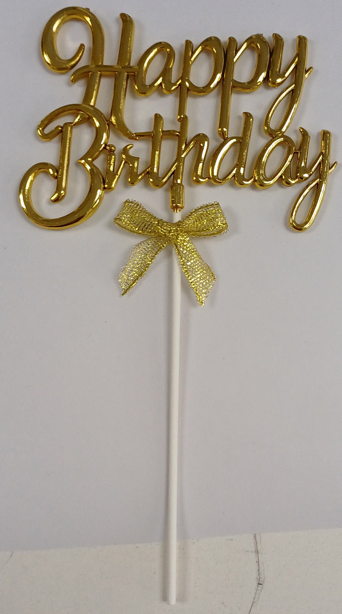 Cake Toppers Happy Birthday Writing Gold