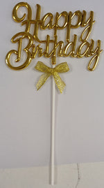 Cake Toppers Happy Birthday Writing Gold