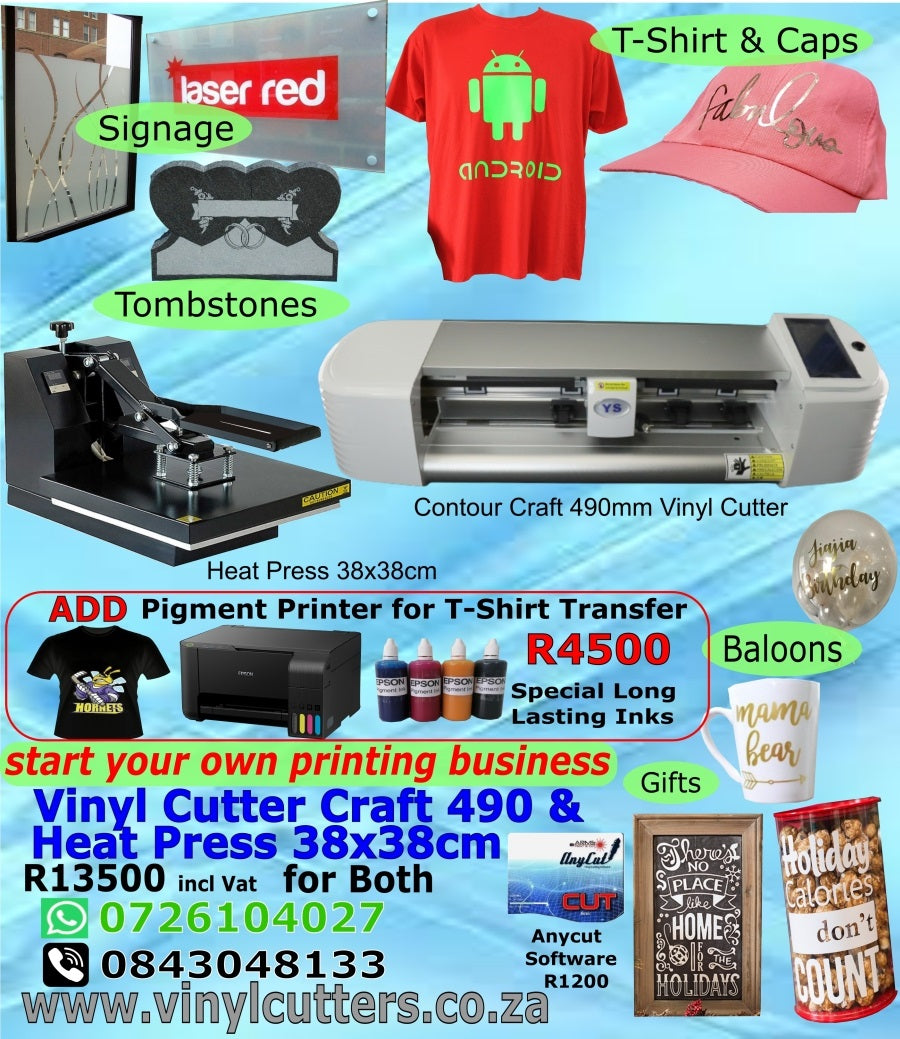 Combo Contour & Craft 490mm Vinyl Cutter & Heat Press 38x38cm