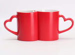 Mugs Couple Interlocking Color Change Heart Handle Red