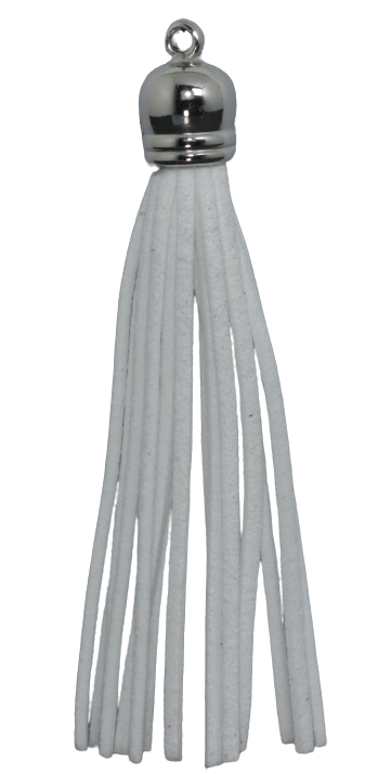 Tassels Silver 80mm White No 1