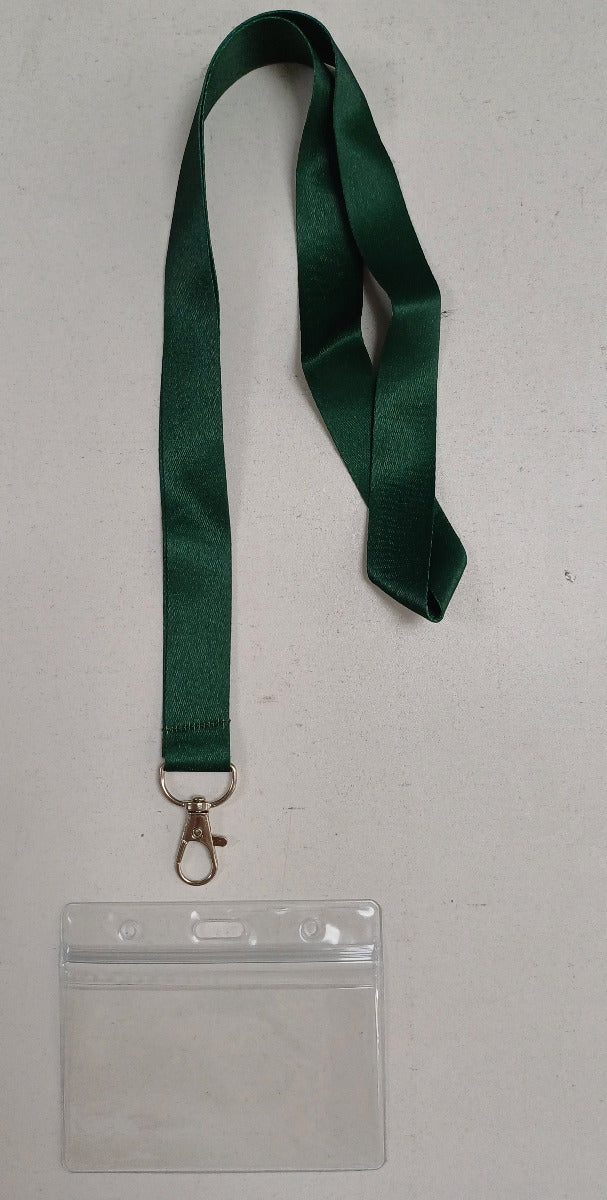 Lanyard - Bottle Green with ID Card Pouch 86x54mm (wide)