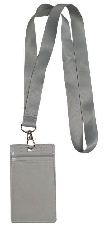Lanyard - Light Grey with ID Card Pouch 86x54mm (Long)
