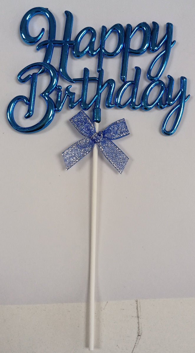 Cake Toppers Happy Birthday Writing Blue