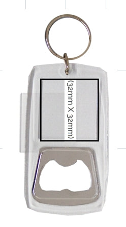 Keyring Pic insert Clear Acrylic with Bottle Opener 10pcs