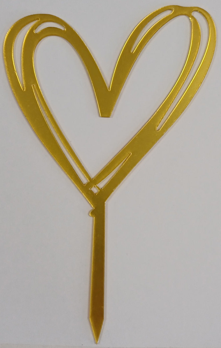 Cake Toppers Acrylic Heart Gold