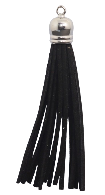 Tassels Silver 80mm Black No 2