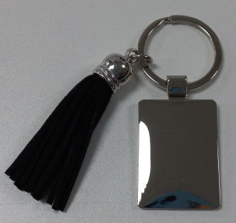 Keyrings Metal Rectangle With Tassel Black